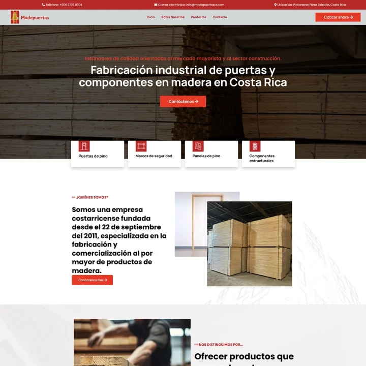 Diseño web para la industria de carpintería | MadePuertas CR