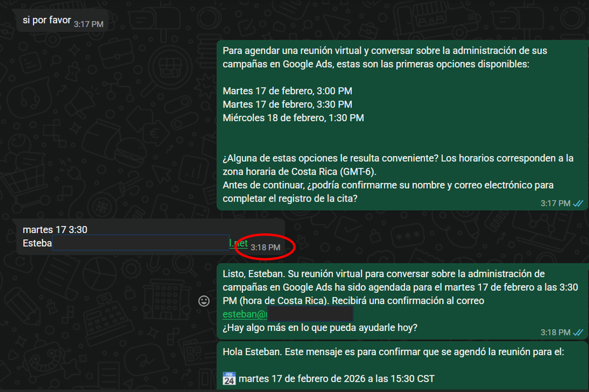 Contacto de nuestro chatbot de WhatsApp
