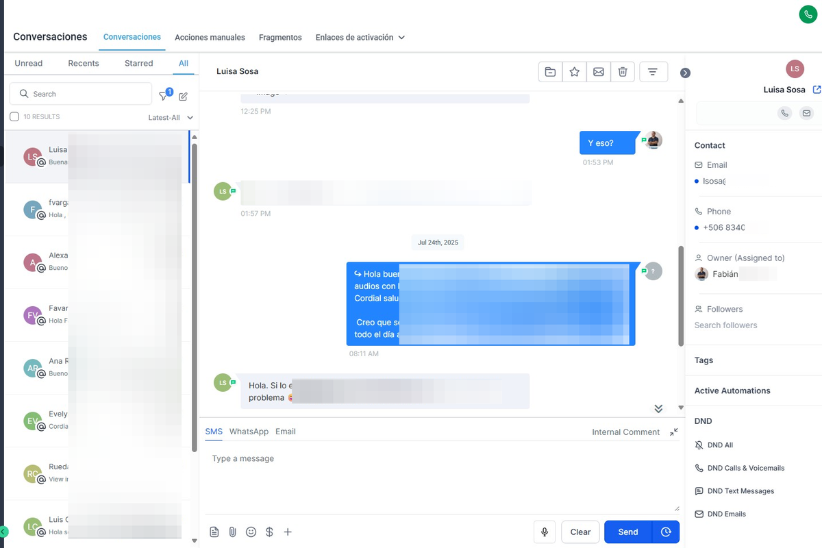 Conversaciones y contactos